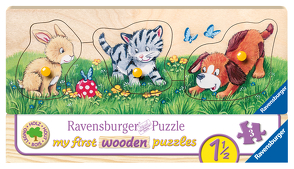 Ravensburger Kinderpuzzle – 03203 Niedliche Tierkinder – my first wooden puzzle mit 3 Teilen – Puzzle für Kinder ab 1,5 Jahren – Holzpuzzle von Ellinger,  Cornelia