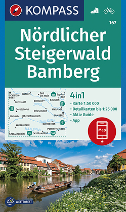 KOMPASS Wanderkarte 167 Nördlicher Steigerwald, Bamberg 1:50.000 von KOMPASS-Karten GmbH