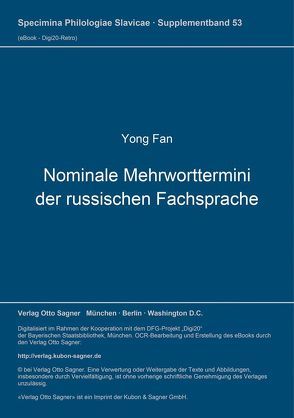 Nominale Mehrworttermini der russischen Fachsprache von Fan,  Yong