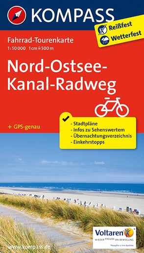 Fahrrad-Tourenkarte Nord-Ostsee-Kanal-Radweg von KOMPASS-Karten GmbH