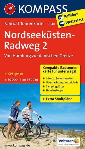 Fahrrad-Tourenkarte Nordseeküstenradweg 2, Von Hamburg/Elbe zur dänischen Grenze von KOMPASS-Karten GmbH