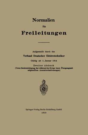 Normalien für Freileitungen von Elektrotechniker,  Verband Deutscher