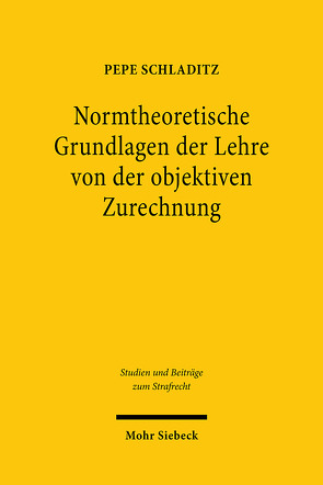 Normtheoretische Grundlagen der Lehre von der objektiven Zurechnung von Schladitz,  Pepe