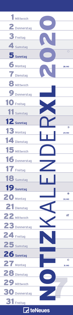 Notizkalender XL BLAU 2020