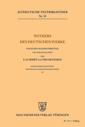 Notkers des Deutschen Werke von Sehrt,  Edward H., Starck,  Taylor