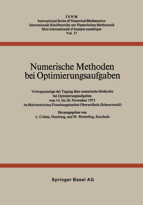 Numerische Methoden bei Optimierungsaufgaben von Collatz,  L., Wetterling,  W.