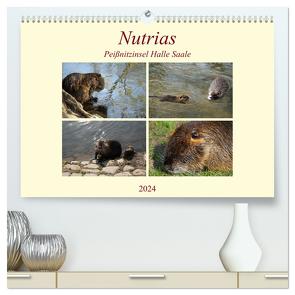 Nutrias Peißnitzinsel Halle Saale (hochwertiger Premium Wandkalender 2024 DIN A2 quer), Kunstdruck in Hochglanz von Paul - Babett's Bildergalerie,  Babett