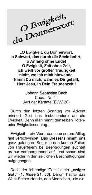 O Ewigkeit, du Donnerwort von Schadt-Beck,  Elllen