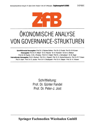 Ökonomische Analyse von Governance-Strukturen von Fandel,  Günter, Jost,  Peter-J.