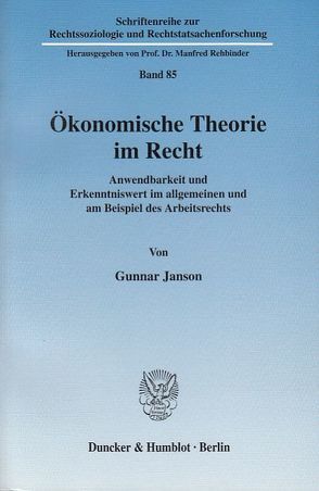 Ökonomische Theorie im Recht. von Janson,  Gunnar