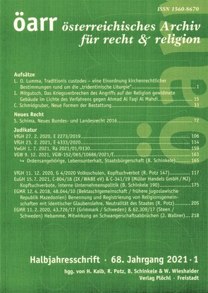 Österreichisches Archiv für Recht und Religion von Kalb,  Herbert, Potz,  Richard, Schinkele,  Brigitte, Wieshaider,  Wolfgang