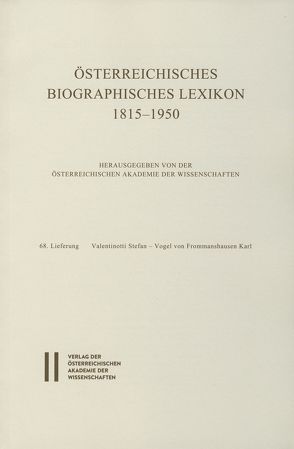 Österreichisches Biographisches Lexikon 1815-1950 / Österreichisches Biographisches Lexikon 1815-1950 Lieferung 68