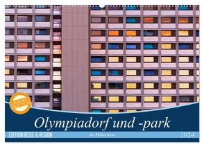 Olympiadorf und -park in München (Wandkalender 2024 DIN A2 quer), CALVENDO Monatskalender von Schikore,  Martina