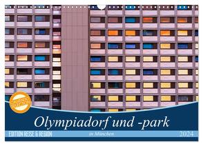 Olympiadorf und -park in München (Wandkalender 2024 DIN A3 quer), CALVENDO Monatskalender von Schikore,  Martina