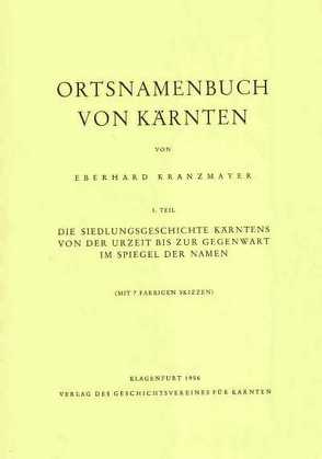 Ortsnamensbuch von Kärnten von Kranzmayer,  Eberhard