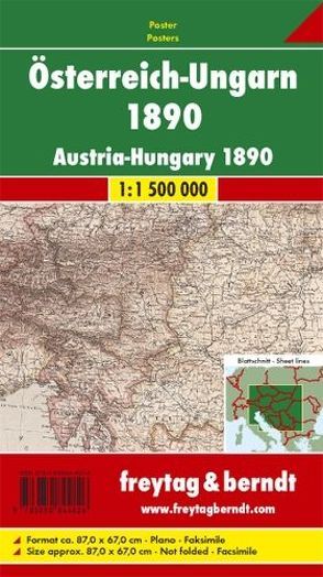 Österreich-Ungarn 1890, Historische Karte, Poster 1:1,5 Mio.