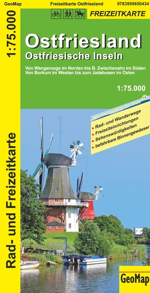 Ostfriesland Ostfriesische Inseln 1:75.000 Rad- und Freizeitkarte von GeoMap