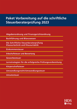 Paket Vorbereitung auf die schriftliche Steuerberaterprüfung 2023 von Blankenhorn,  Harald, Erdmann,  Stefan, Fränznick,  Thomas, Giersdorf,  Eike, Goldhorn,  Matthias, Hendricks,  Lukas, Hoffmann,  Erwin, Jacobi,  René, Jahn,  Thorsten, Knies,  Jörg Thomas, Koke,  Katja, Lehmann,  Elke, Möllers,  Timo, Mutschler,  Ingo, Preißer,  Michael, Radeisen,  Rolf-Rüdiger, Ratjen,  Carola, Sager,  Silke, Scheel,  Thomas, Schimpf,  Nadine, Schröder,  Heiko, Szczesny,  Michael