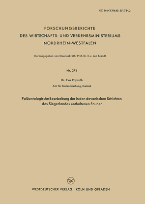 Paläontologische Bearbeitung der in den devonischen Schichten des Siegerlandes enthaltenen Faunen von Paproth,  Eva