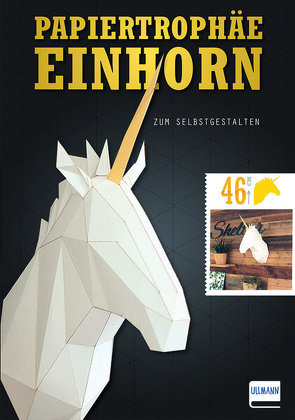 Papiertrophäe Einhorn zum Selbstgestalten von Tougui