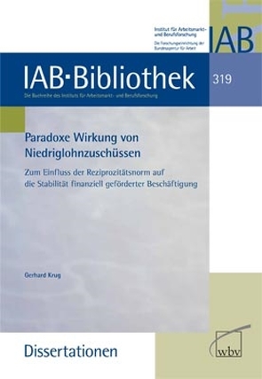 Paradoxe Wirkung von Niedriglohnzuschüssen von Krug,  Gerhard