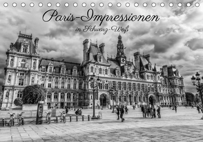 Paris-Impressionen in Schwarz-Weiß (Tischkalender 2021 DIN A5 quer) von Müller,  Christian