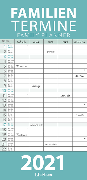 Pastell 2021 Familienplaner – Familien-Timer – Termin-Planer – Kinder-Kalender – Familien-Kalender – 22×45