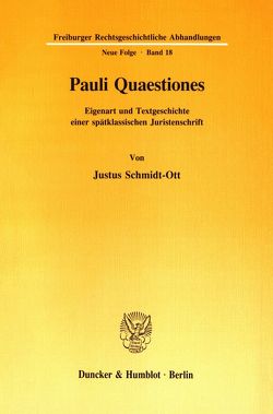 Pauli Quaestiones. von Schmidt-Ott,  Justus