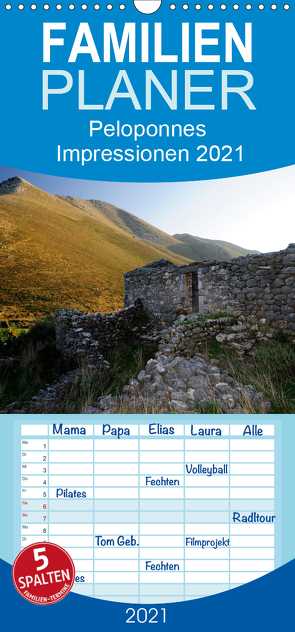 Peloponnes Impressionen / 2021 – Familienplaner hoch (Wandkalender 2021 , 21 cm x 45 cm, hoch) von Trapp,  Benny