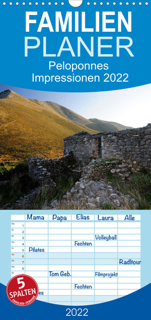 Peloponnes Impressionen / 2022 – Familienplaner hoch (Wandkalender 2022 , 21 cm x 45 cm, hoch) von Trapp,  Benny
