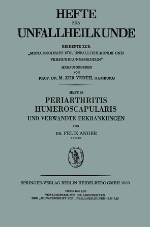 Periarthritis Humeroscapularis und Verwandte Erkrankungen von Anger,  Felix