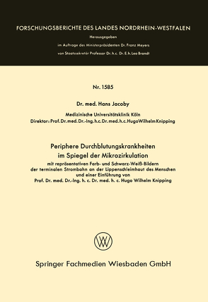 Periphere Durchblutungskrankheiten im Spiegel der Mikrozirkulation von Jakoby,  Hans