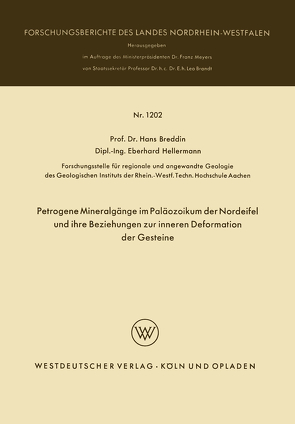 Petrogene Mineralgänge im Paläozoikum der Nordeifel und ihre Beziehungen zur inneren Deformation der Gesteine von Breddin,  Hans