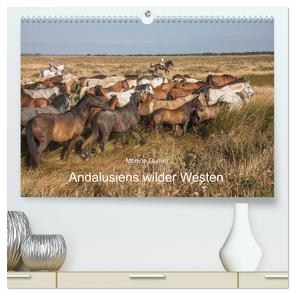 Pferde – Andalusiens wilder Westen (hochwertiger Premium Wandkalender 2024 DIN A2 quer), Kunstdruck in Hochglanz von Gumm,  Monica