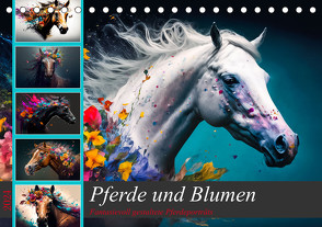 Pferde und Blumen (Tischkalender 2024 DIN A5 quer) von Meutzner,  Dirk