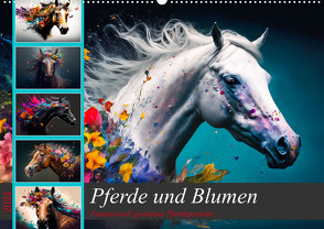 Pferde und Blumen (Wandkalender 2024 DIN A2 quer) von Meutzner,  Dirk