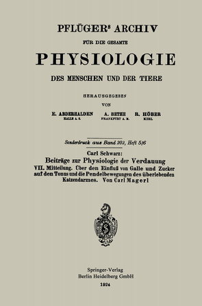 Pflügers Archiv für die Gesamte Physiologie des Menschen und der Tiere von Magerl,  Carl