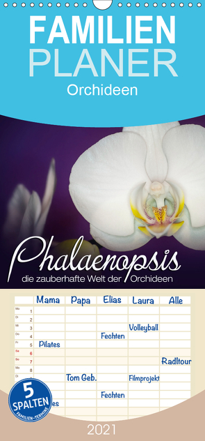 Phalaenopsis – die zauberhafte Welt der Orchideen – Familienplaner hoch (Wandkalender 2021 , 21 cm x 45 cm, hoch) von Strehl,  Deborah