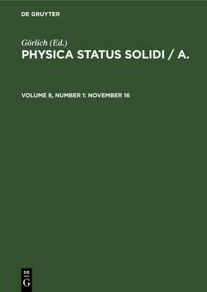 Physica status solidi / A. / November 16 von Görlich