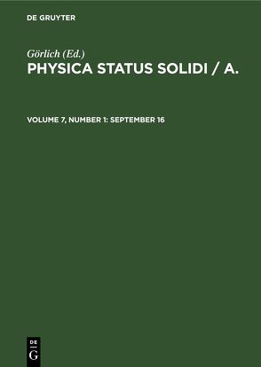 Physica status solidi / A. / September 16 von Görlich