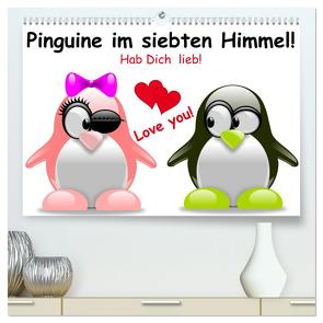 Pinguine im siebten Himmel! (hochwertiger Premium Wandkalender 2024 DIN A2 quer), Kunstdruck in Hochglanz von Stanzer,  Elisabeth