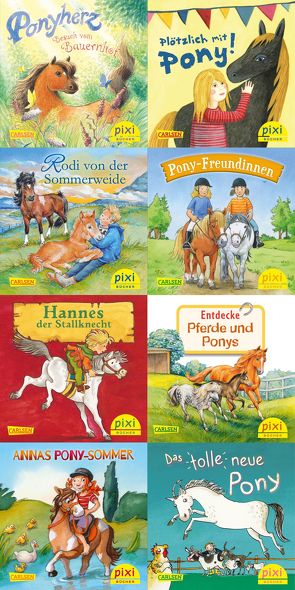 Pixi-8er-Set 259: Ponygeschichten mit Pixi (8×1 Exemplar) von Fiedler,  Amrei, Frisque,  Anne-Marie, Garanin,  Melanie, Harvey,  Franziska, Krautmann,  Milada, Leintz,  Laura, Luhn,  Usch, Paulsen,  Rüdiger, Pfeffer,  Rosa, Rahlff,  Ruth, Schwarz,  Katrin M., Vohwinkel,  Astrid, Zöller,  Markus