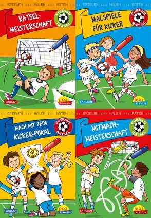 Pixi-kreativ-Box 28: Fußball-Rätsel: Spielen, Malen, Raten wie die Weltmeister! (4×7 Exemplare) von Reimers,  Silke, Thörner,  Cordula