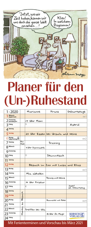 Planer für den (Un-)Ruhestand 2020 von Korsch Verlag, Mayr,  Johann