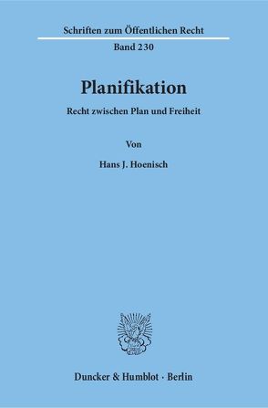 Planifikation. von Hoenisch,  Hans J.