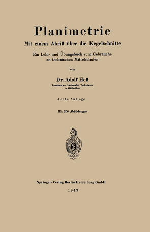 Planimetrie von Hess,  Adolf