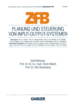 Planung und Steuerung von Input-Output-Systemen von Albach,  Horst, Rosenberg,  Otto