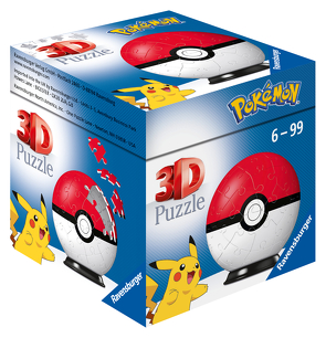 Ravensburger 3D Puzzle 11256 – Puzzle-Ball Pokémon Pokéballs – Pokéball Classic 11256 – 54 Teile – für Pokémon Fans ab 6 Jahren