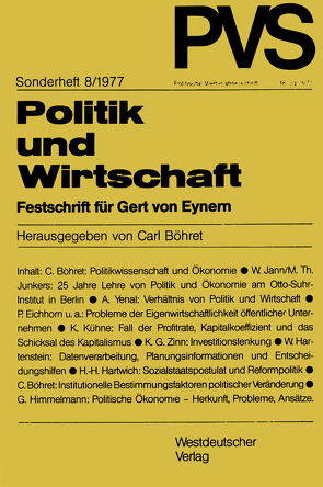 Politik und Wirtschaft von Böhret,  Carl