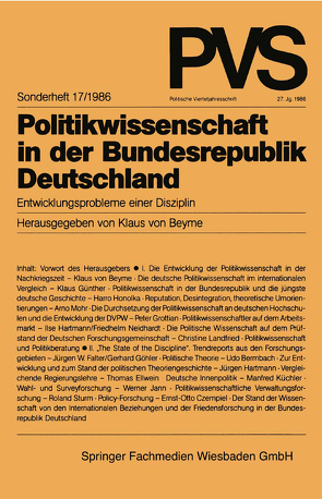 Politikwissenschaft in der Bundesrepublik Deutschland von Beyme,  Klaus von